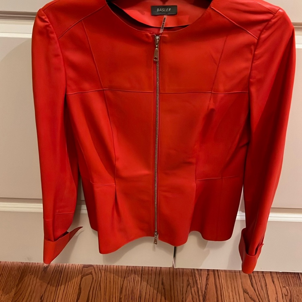 Leather zip front jacket